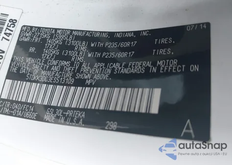 2014 Toyota Sienna Le V6 8 Passenger из США, поврежденный, VIN 5TDKK3DC3ES513109